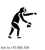 australopithecus human evolution glyph icon vector illustration. Стоковая иллюстрация, иллюстратор Vectorwin / Фотобанк Лори