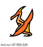 pterodactyl dinosaur animal color icon vector illustration. Стоковая иллюстрация, иллюстратор Vectorwin / Фотобанк Лори