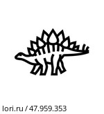 stegosaurus dinosaur animal line icon vector illustration. Стоковая иллюстрация, иллюстратор Vectorwin / Фотобанк Лори