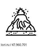 effusive eruption lava line icon vector illustration. Стоковая иллюстрация, иллюстратор Vectorwin / Фотобанк Лори