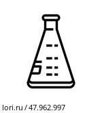 erlenmeyer flask chemical glassware lab line icon vector illustration. Стоковая иллюстрация, иллюстратор Vectorwin / Фотобанк Лори