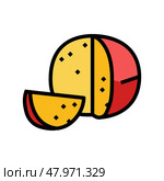 edam cheese food slice color icon vector illustration. Стоковая иллюстрация, иллюстратор Vectorwin / Фотобанк Лори