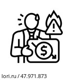 skewed management values organizational crisis line icon vector illustration. Стоковая иллюстрация, иллюстратор Vectorwin / Фотобанк Лори