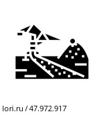 stacker reclaimer steel production glyph icon vector illustration. Стоковая иллюстрация, иллюстратор Vectorwin / Фотобанк Лори