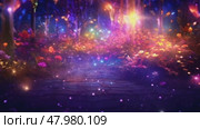 An ethereal and dreamlike forest with an explosion of multicolored bokeh lights, cobbled path, flowers, mesmerizing, otherworldly atmosphere. Стоковое AI-видео, аниматор Михаил Строгалев / Фотобанк Лори