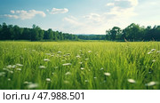 natural summer foliage field sprawling ai generated. Стоковое AI-изображение, AI-художник Vectorwin / Фотобанк Лори