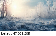 forest cold sun branch frigid ai generated. Стоковое AI-изображение, AI-художник Vectorwin / Фотобанк Лори