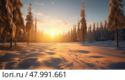 suny snow ice sunset golden ai generated. Стоковое AI-изображение, AI-художник Vectorwin / Фотобанк Лори