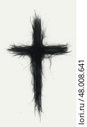 Symbol of Ashes Cross on a White Background Representing Ash Wednesday, Funerals, and Cremation Rituals Reflecting Mortality and Remembrance. Стоковое AI-изображение, AI-художник Sergey Grishin / Фотобанк Лори