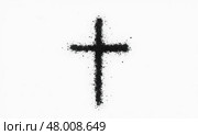 Symbol of Ashes Cross Representing Ash Wednesday and Its Significance in Funeral and Cremation Ceremonies. Стоковое AI-изображение, AI-художник Sergey Grishin / Фотобанк Лори