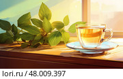 food freshness tea drink minty ai generated. Стоковое AI-изображение, AI-художник Vectorwin / Фотобанк Лори