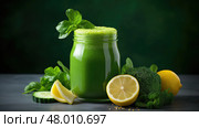 healthy detox vegan food green ai generated. Стоковое AI-изображение, AI-художник Vectorwin / Фотобанк Лори