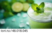 food green cocktail drink minty ai generated. Стоковое AI-изображение, AI-художник Vectorwin / Фотобанк Лори
