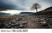 volcanic basalt plateau landscape ai generated. Стоковое AI-изображение, AI-художник Vectorwin / Фотобанк Лори