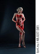 Expression of art with a detailed body painting design featuring blood. Стоковое фото, фотограф Гурьянов Андрей / Фотобанк Лори