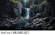 geology basalt plateau landscape ai generated. Стоковое AI-изображение, AI-художник Vectorwin / Фотобанк Лори