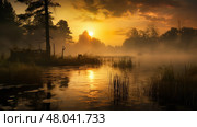 mire tidal swamp landscape ai generated. Стоковое AI-изображение, AI-художник Vectorwin / Фотобанк Лори