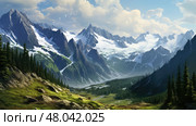 valley fault block mountains ai generated. Стоковое AI-изображение, AI-художник Vectorwin / Фотобанк Лори