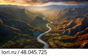 geology v shaped valley ai generated. Стоковое AI-изображение, AI-художник Vectorwin / Фотобанк Лори