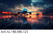 runway international airport background ai generated. Стоковое AI-изображение, AI-художник Vectorwin / Фотобанк Лори