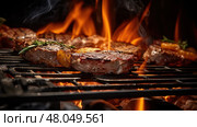 sizzle fire bbq food ai generated. Стоковое AI-изображение, AI-художник Vectorwin / Фотобанк Лори