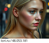 Красивая славянская девушка. Стоковое AI-изображение, AI-художник Ольга Денис / Фотобанк Лори