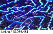 Motherboard glowing circuits changing colors. Стоковое AI-видео, аниматор Юрий Поздников / Фотобанк Лори