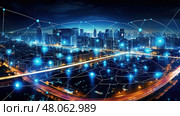 wireless network technology background ai generated. Стоковое AI-изображение, AI-художник Vectorwin / Фотобанк Лори