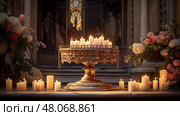 flame candle on altar ai generated. Стоковое AI-изображение, AI-художник Vectorwin / Фотобанк Лори
