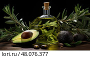 ingredient avacado oil ai generated. Стоковое AI-изображение, AI-художник Vectorwin / Фотобанк Лори