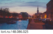 4k, Embankment of the Kryukov Canal with a view of St. Nicholas Cathedral, Saint-Petersburg, Russia (2021 год). Стоковое видео, видеограф Сергей Богомяко / Фотобанк Лори