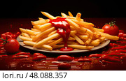 dip ketchup tomato red ai generated. Стоковое AI-изображение, AI-художник Vectorwin / Фотобанк Лори