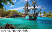 treasure caribbean pirate ai generated. Стоковое AI-изображение, AI-художник Vectorwin / Фотобанк Лори