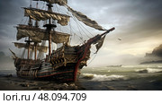 treasure pirate ship ai generated. Стоковое AI-изображение, AI-художник Vectorwin / Фотобанк Лори