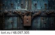 restriction chained door ai generated. Стоковое AI-изображение, AI-художник Vectorwin / Фотобанк Лори