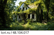 decay crumbling house ai generated. Стоковое AI-изображение, AI-художник Vectorwin / Фотобанк Лори