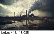 industrial coal plant. Стоковое AI-изображение, AI-художник Vectorwin / Фотобанк Лори