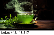 sinensis green tea plant. Стоковое AI-изображение, AI-художник Vectorwin / Фотобанк Лори