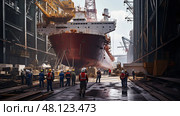 dock shipbuilder Shipyard ship ai generated. Стоковое AI-изображение, AI-художник Vectorwin / Фотобанк Лори