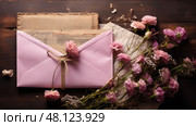 wooden pink envelope ai generated. Стоковое AI-изображение, AI-художник Vectorwin / Фотобанк Лори