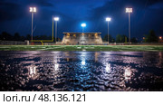 night high school football lights ai generated. Стоковое AI-изображение, AI-художник Vectorwin / Фотобанк Лори