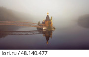 Храм апостола Андрея Первозванного на водах. На реке Вуокса, Ленинградская область. Church of the Apostle Andrew the First-Called on the waters. On the Vuoksa River, Leningrad Region. (2017 год). Стоковое фото, фотограф Антон Назаров / Фотобанк Лори