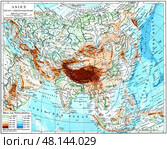 River and mountain systems of Asia. Publication of the "Meyers encyclopedia", Vol. 6, Leipzig, Germany, 1910. Стоковая иллюстрация, иллюстратор Sergey Kohl / Фотобанк Лори