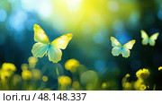 beauty yellow butterflies ai generated. Стоковое AI-изображение, AI-художник Vectorwin / Фотобанк Лори