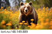foraging california brown bear ai generated. Стоковое AI-изображение, AI-художник Vectorwin / Фотобанк Лори