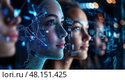 A Creative and Innovative Digital Portrait Featuring a Futuristic Network Design Artfully Displayed on the Face. Стоковое фото, фотограф Anastasy Yarmolovich / Фотобанк Лори
