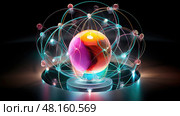world atom model ai generated. Стоковое AI-изображение, AI-художник Vectorwin / Фотобанк Лори