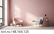 minimalist pink wall brick ai generated. Стоковое AI-изображение, AI-художник Vectorwin / Фотобанк Лори