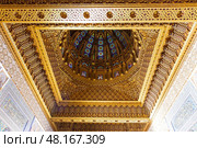 Interior of Mausoleum of Mohammed V. It Contains tombs of the Moroccan king and his sons, late King Hassan II and Prince Abdallah. historical building. Стоковое фото, фотограф Евгений Ткачёв / Фотобанк Лори