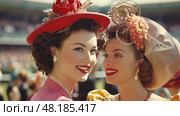 woman in hat at ascot racecourse. Стоковое AI-изображение, AI-художник Anastasy Yarmolovich / Фотобанк Лори